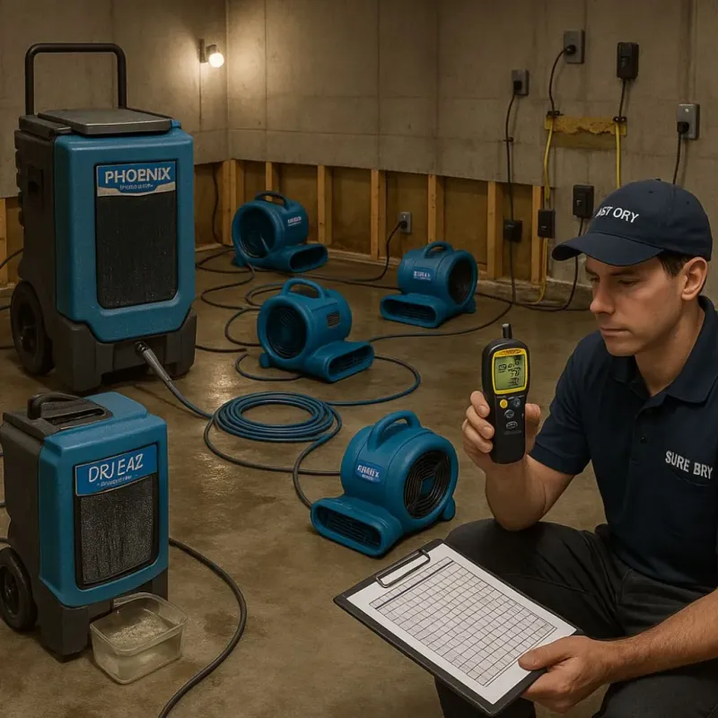 Structural Drying and Dehumidification process in Palm Valley, TX